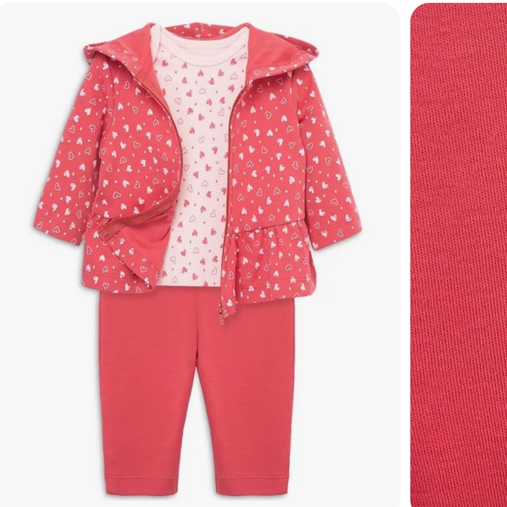 Little Me Infant Baby Girl Toddler 12 Months 3 Piece Heart Hoodie Set Leggings